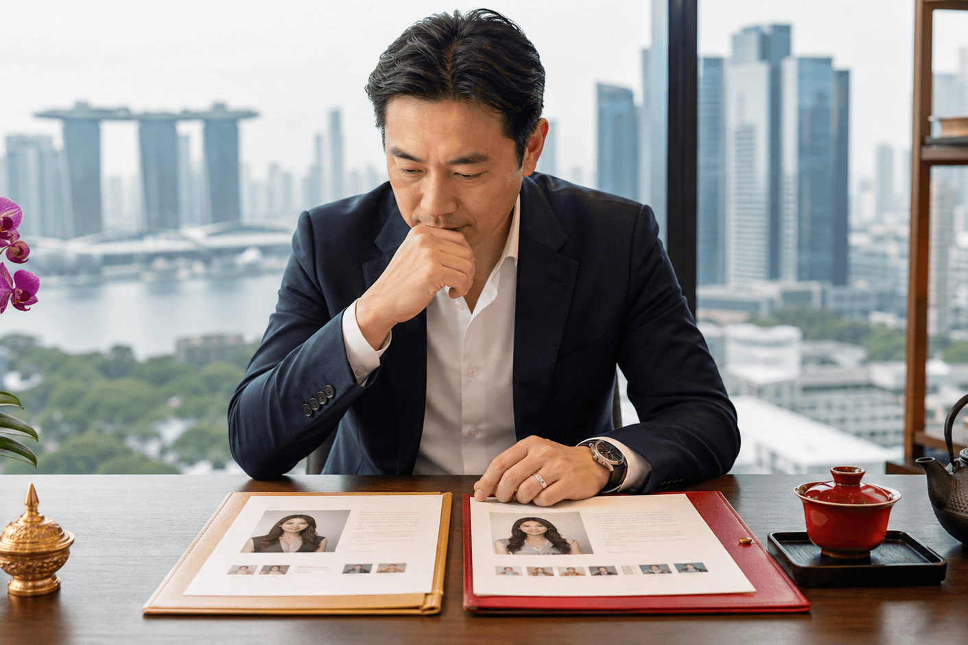 Singapore man comparing Thai and Chinese marriage introduction profiles